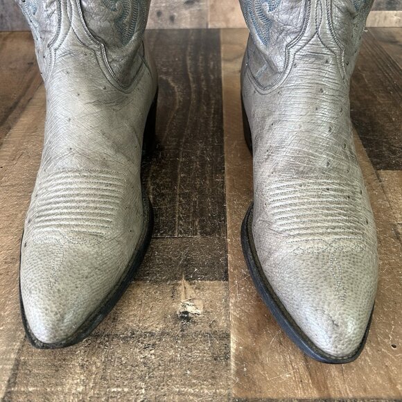 Lucchese Classics L612624 Gray Full Ostrich Western Cowboy Boots Mens 11 B - Picture 10 of 12